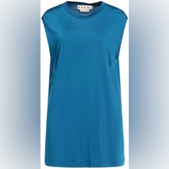 NWT Marni Fluid Jersey Sleeveless Top or Dress Blue 42 - Picture 1 of 14